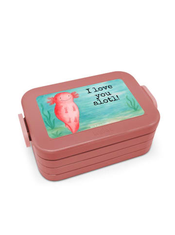 Mr. & Mrs. Panda Bentobox Axolotl Liebe Design mit Spruch in Rot Pastell