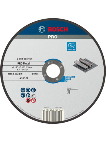 Bosch PRO Metal Longlife Trennscheibe Winkelschleifer 22,23‑mm-Bohrung Ø 180 mm