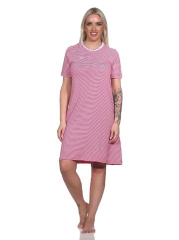 NORMANN Kurzarm Nachthemd Streifen - 79401 in rot