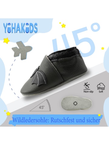 Yihakids Baby Krabbelschuhe aus Leder, weiche Lauflernschuhe mit rutschfester Sohle 