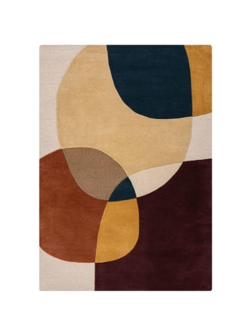 KADIMA DESIGN Eleganter Wohnzimmer-Teppich aus 100% Wolle in Lila-Terrakotta