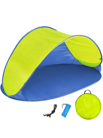 tectake Pop-Up Strandmuschel Jasmin 220 x 120 x 100 cm, blau/gelb