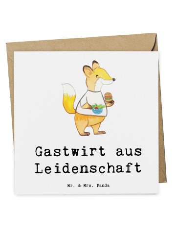 Mr. & Mrs. Panda Klappkarte Gastwirt Leidenschaft mit Spruch in Weiß