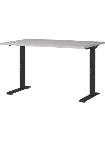 KADIMA DESIGN Schreibtisch verstellbar 68-91cm Ergonomisch C-Fuß Büro in Greige-Schwarz