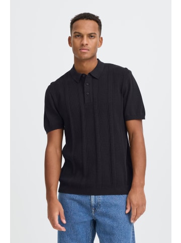 BLEND Kurzarm Strickpoloshirt Polokragen Modisch in Schwarz