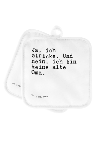 Mr. & Mrs. Panda Topfuntersetzer Ja, ich stricke. Und... mit Spruch in Weiß