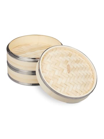 relaxdays Bambus-Dampfgarer in Natur - (H)15,5 x Ø 25,5 cm