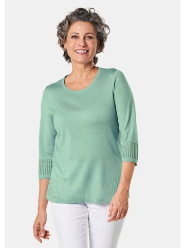 GOLDNER Kurzgröße:  Ajour-Pullover mit Durchbrüchen in mintgrün