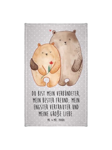 Mr. & Mrs. Panda Handtuch Bären Liebe mit Spruch in Grau Pastell