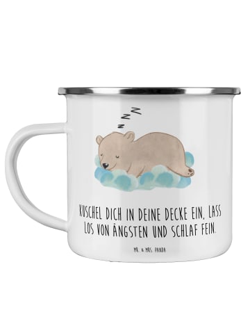 Mr. & Mrs. Panda Blechbecher Alleine schlafen lernen mit Spruch in Weiß