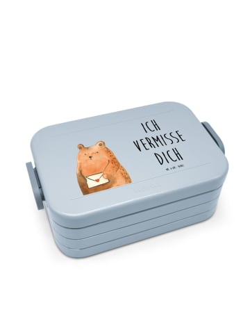 Mr. & Mrs. Panda Bento Box Bär Vermissen Motiv mit Spruch in Blau Pastell