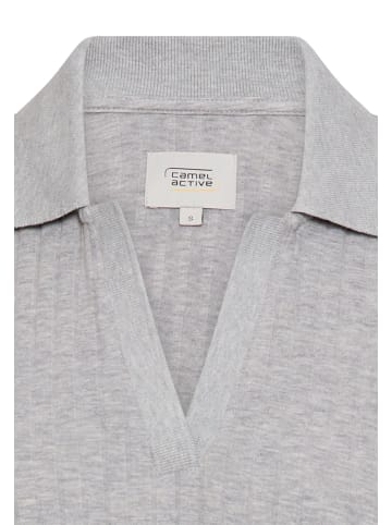 Camel Active Jersey-Shirt mit geripptem Kragen in Grau