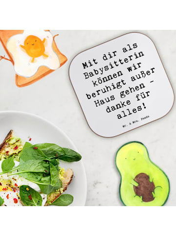 Mr. & Mrs. Panda Design Untersetzer Spruch Babysitter Dank mit S... in Weiß