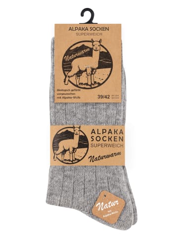 Cotton Prime® 2 Paar Wollsocken Alpaka Socken in hellgrau/beige