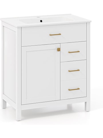 COSTWAY Waschbecken mit Unterschrank 76 x 46,5 x 86 cm in Weiß
