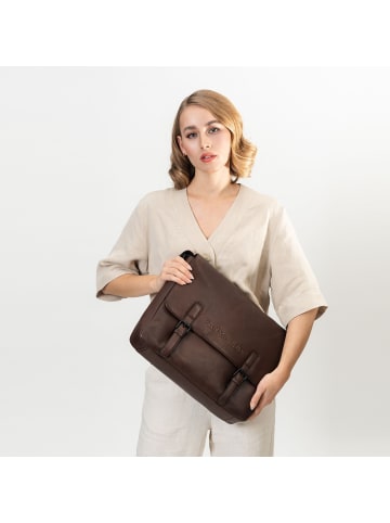 Farmhood Memphis Aktentaschen Messenger Leder 38 cm Laptopfach in dark brown