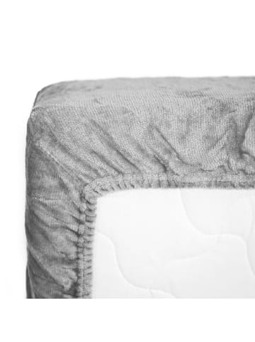 COFI 1453 Plüsch Spannbettlaken mit Rundumgummizug - Cashmere Touch 180 gsm in Grau