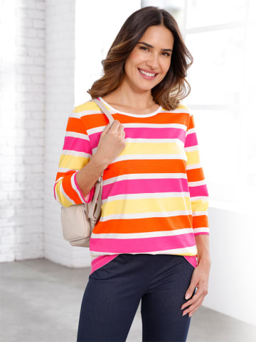 Sieh an! 3/4-Arm-Shirt in ecru-fuchsia-geringelt