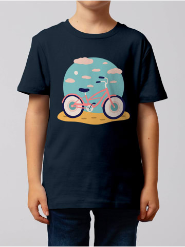wat? Apparel T-Shirt Fahrrad am Strand in Dunkelblau