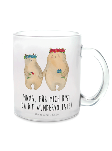 Mr. & Mrs. Panda Teetasse Bären mit Blumenkranz mit Spruch in Transparent