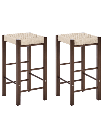 Beliani 2-tlg Barhocker EMBRUN in Braun/Beige