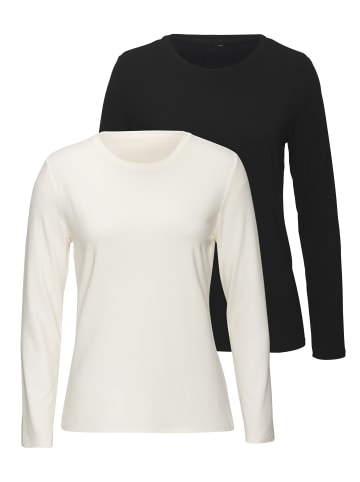 LASCANA Langarmshirt in creme, schwarz
