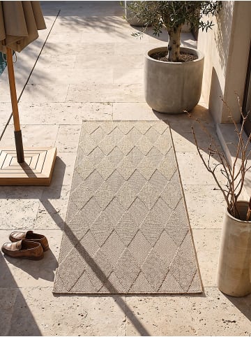 KADIMA DESIGN Teppichläufer Karo flachgewebt pflegeleicht Wohnzimmer Flur Esszimmer in Natur