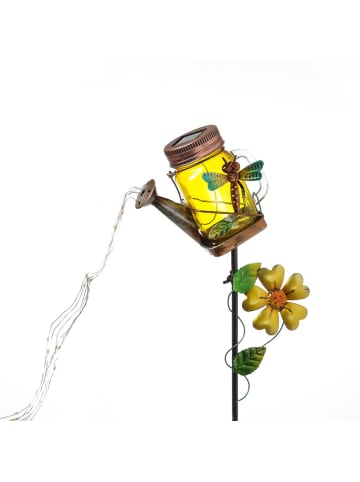 MARELIDA LED Solar Gießkanne mit Libelle und Wasserfalleffekt Gartenstecker H: 80cm