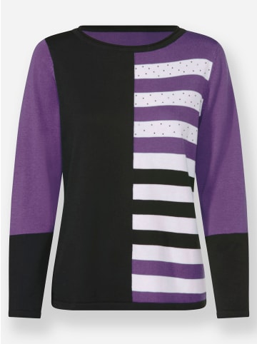 WITT WEIDEN Langarm-Pullover in lila-schwarz-gemustert
