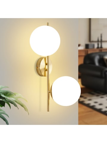 ZMH Wandleuchte in gold 2-flammige E27 Glas Modern