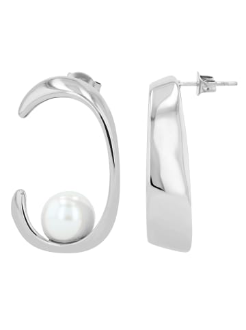 Adeliás Damen Ohrringe aus Edelstahl mit Perle in silber