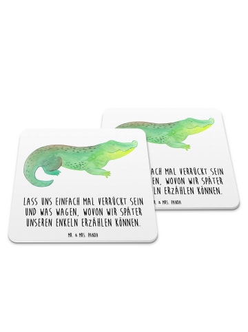 Mr. & Mrs. Panda Tischuntersetzer Krokodil mit Spruch in Weiß