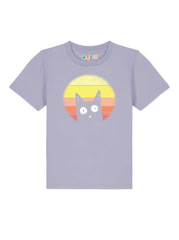 wat? Apparel T-Shirt Sunset Cat in Lavender