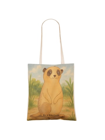 Mr. & Mrs. Panda Tote Bag Erdmännchen Design ohne Spruch in Weiß