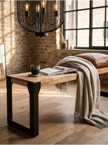 KADIMA DESIGN Esszimmerbank 160x40x45 cm Massivholz Metall Industrial,