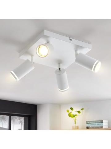 ZMH Deckenleuchte in weiß 4-flammige GU10 Modern Deckenspots Eckig