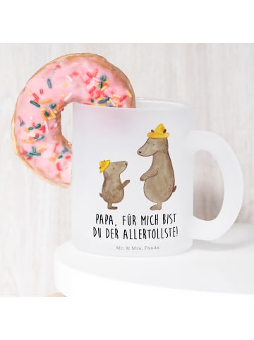 Mr. & Mrs. Panda Glas Tasse Bären mit Hut mit Spruch in Transparent