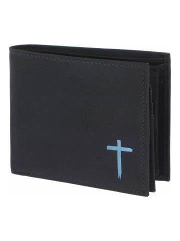 oxmox New Cryptan Geldbörse RFID Schutz 12 cm schwarz-freedom cross cyan