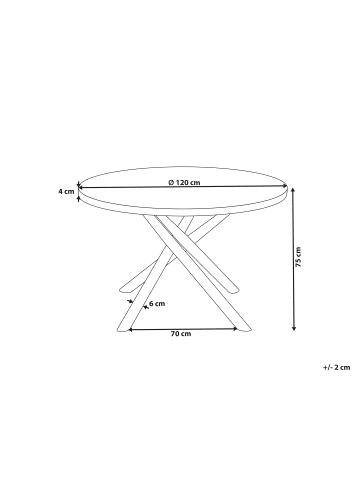 Beliani Esszimmertisch LORENZO in Braun/Grau - (W) 120 x (H) 75 x (L) 120 cm