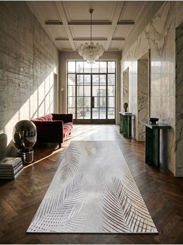 KADIMA DESIGN Teppichläufer Floral pflegeleicht Wohnzimmer Schlafzimmer Flur in Grau