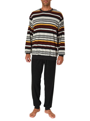 NORMANN Frottee Schlafanzug langarm Bündchen gestreifter - 75468 in gelb