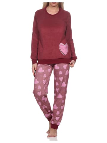NORMANN Frottee Schlafanzug langarm Bündchen Herz - 81658 in beere