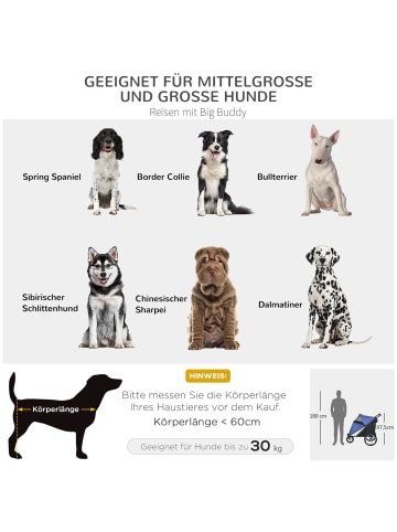 Pawhut Hundebuggy 111L x 70B x 97,5H cm