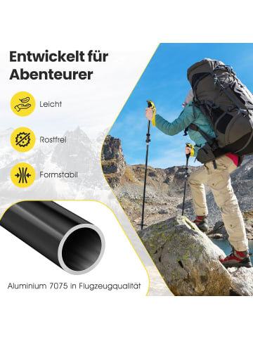 COSTWAY Wanderstöcke faltbar Aluminium 115-130cm in Gelb