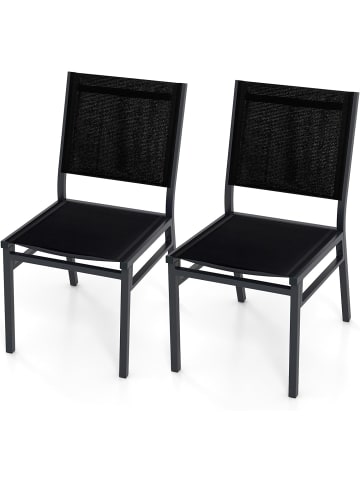 COSTWAY Gartenstuhl Alu 2er Set in Schwarz