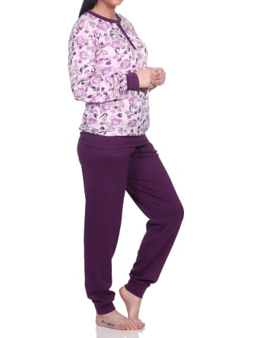 NORMANN r interlock Schlafanzug Pyjama lang Bündchen - 75964 in rosa