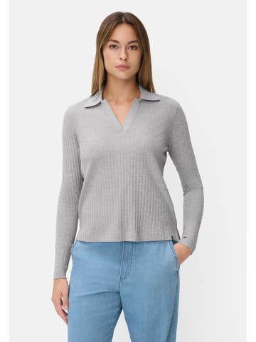 Camel Active Jersey-Shirt mit geripptem Kragen in Grau