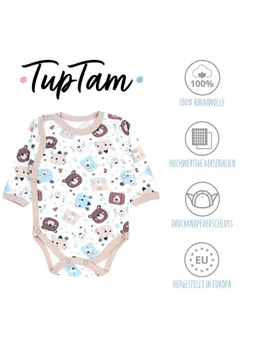 TupTam Baby Langarm Wickelbody im 5er Set in beige Modell 1