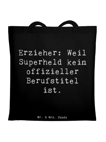 Mr. & Mrs. Panda Tote Bag Spruch Erzieher Superheld mit Spruch in Schwarz