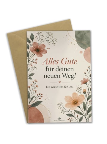 Grußkarte Blumen elegant Design mit Spruch in Weiß